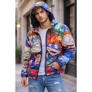 Members Only x Nickelodeon Rugrats Hooded Jacket Cartoon Print M Multicolor Hood